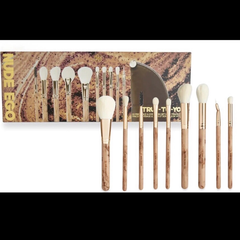 BH Cosmetics Nude Ego True To You 11 PC Face/Eye Brush Set W/Travel Case~NIB